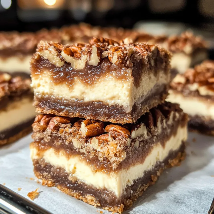 A slice of pecan pie cheesecake.
