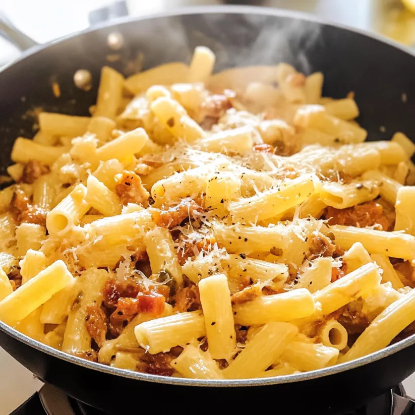 A bowl of pasta alla gricia.