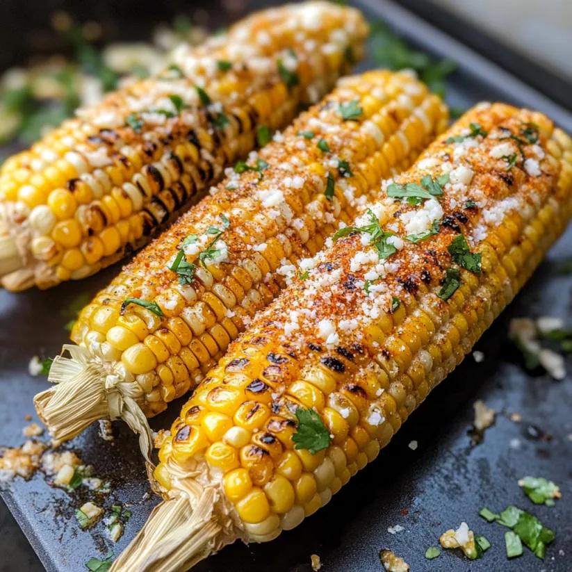 Grilled corn with cheese and lime.