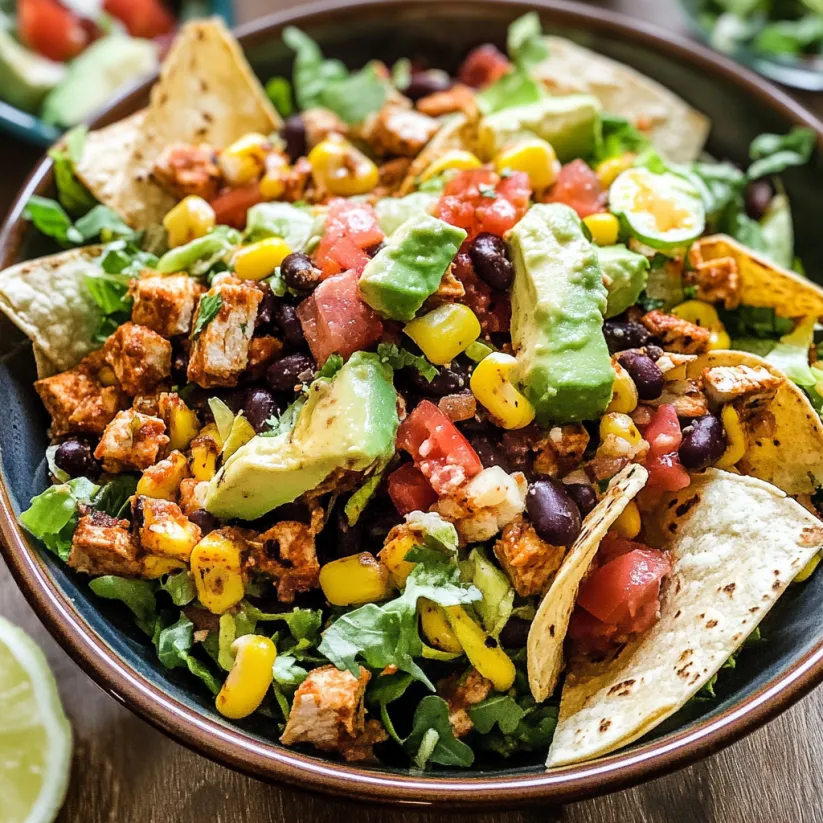 A bowl of healthy taco salad.
