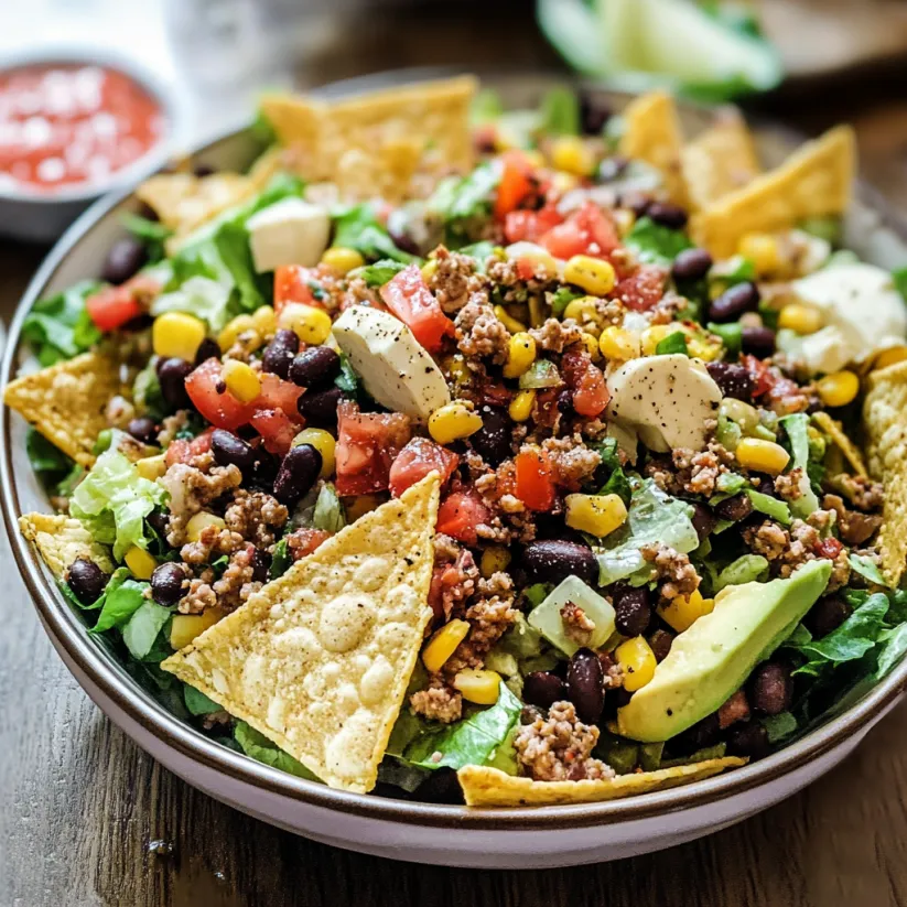 A bowl of healthy taco salad.