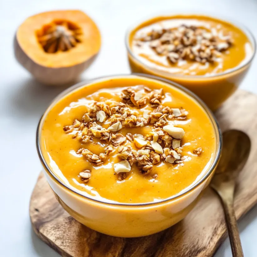 A bowl of butternut squash smoothie.