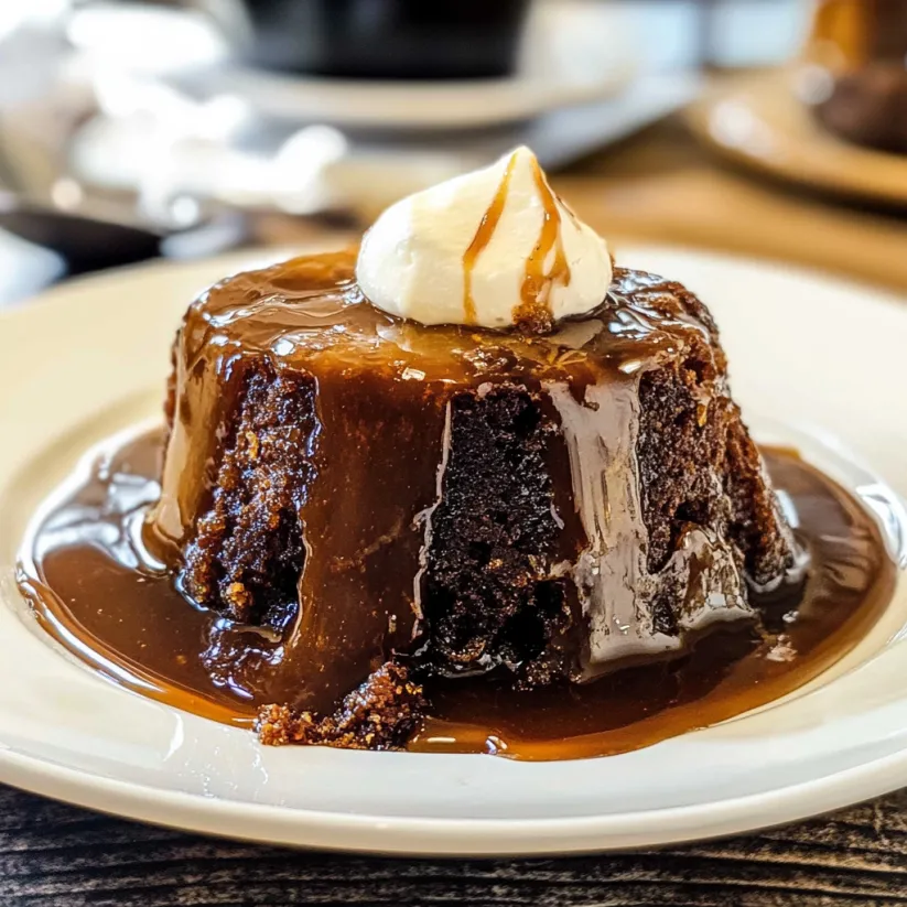 A slice of Sticky Toffee Pudding.