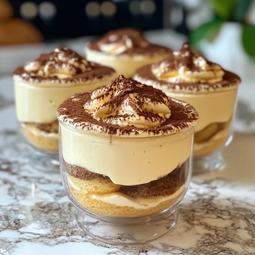 Three small cups of Tiramisu.