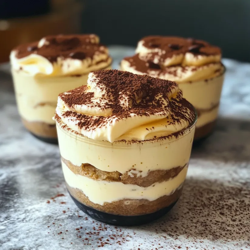Three small cups of Tiramisu.