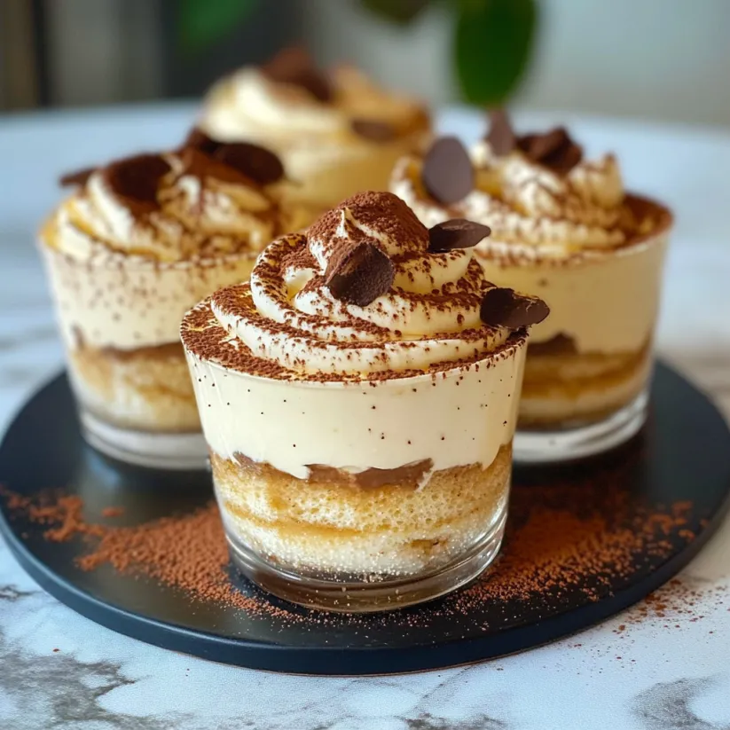Three small cups of Tiramisu.