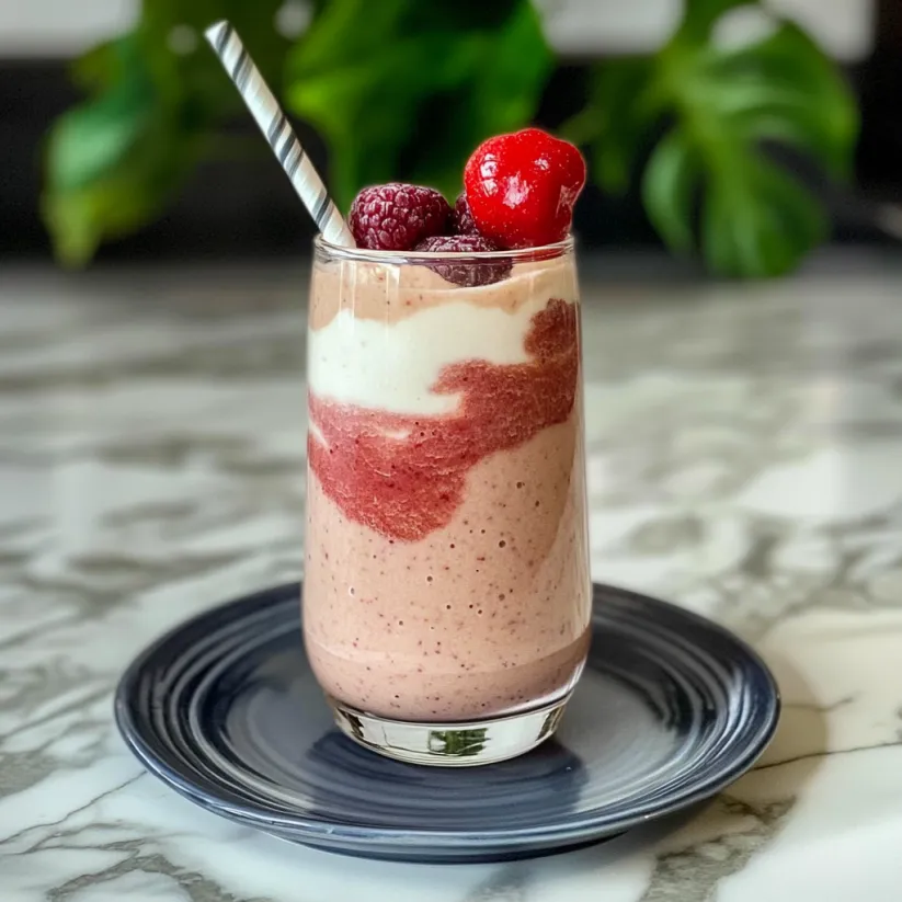 A glass of smoothie with a straw in it.