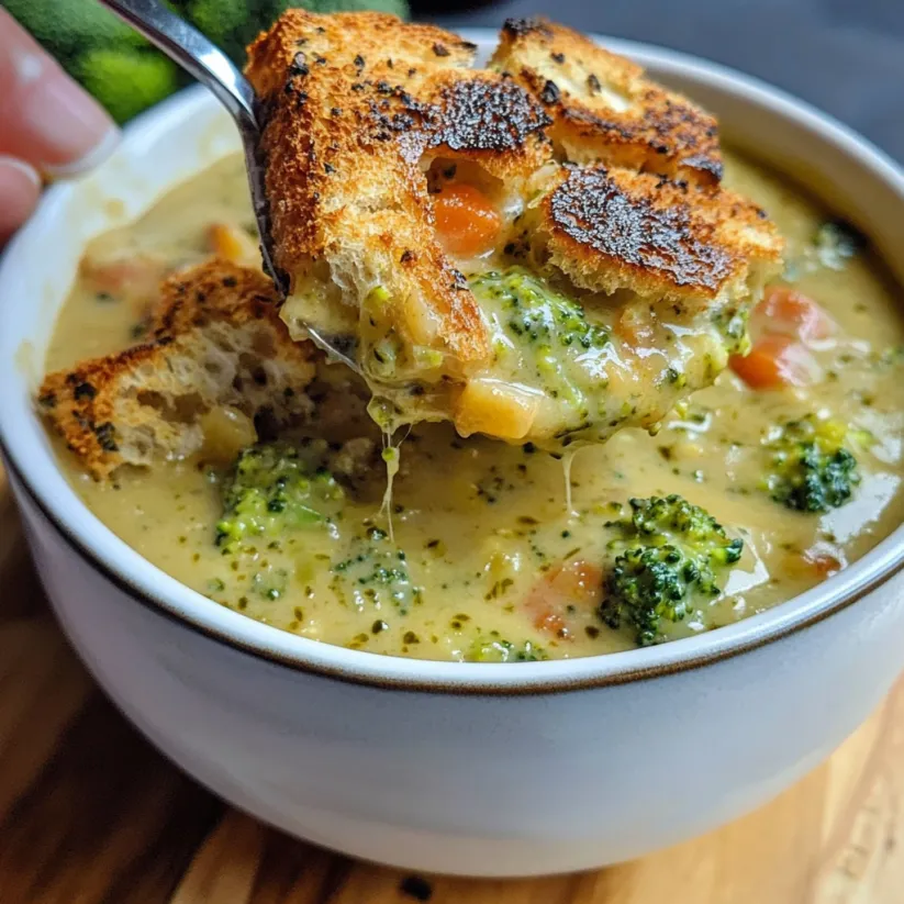 A bowl of soup with a spoon in it.
