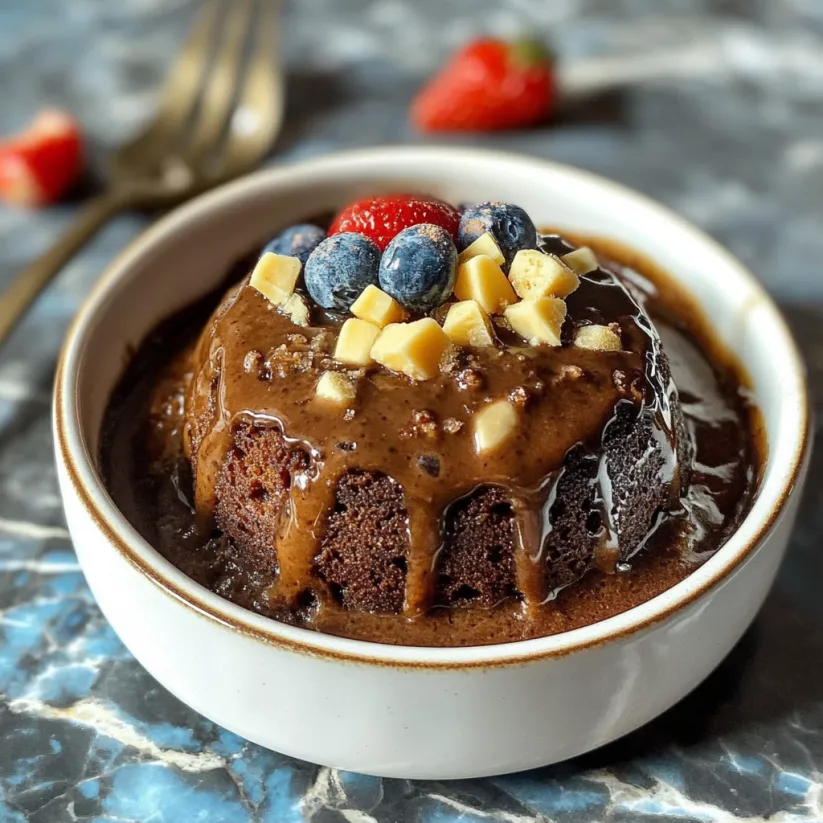 A single serving of molten lava cake.