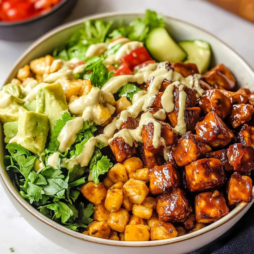 A bowl of BBQ tempeh.