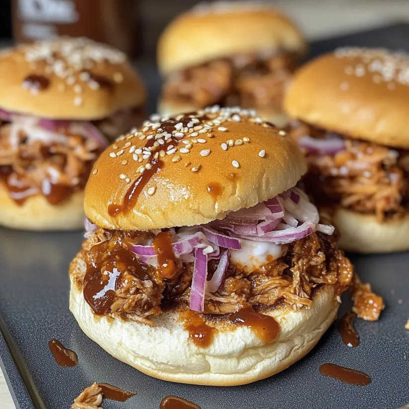 A plate of BBQ Pulled Pork Sliders.