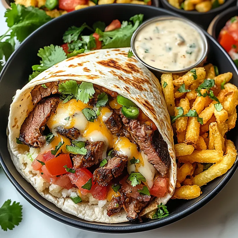 A burrito with meat and cheese.