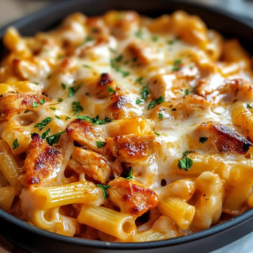 A delicious BBQ chicken mac and cheese dish.