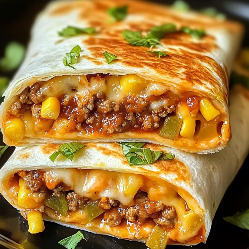 A homemade big mac wrap with cheese and corn.