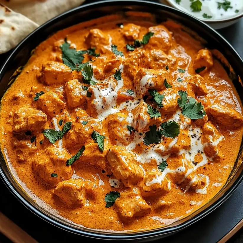 A bowl of chicken tikka masala.