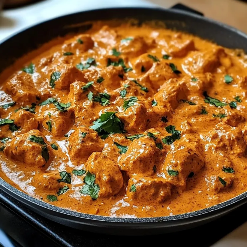 A pan of chicken tikka masala.