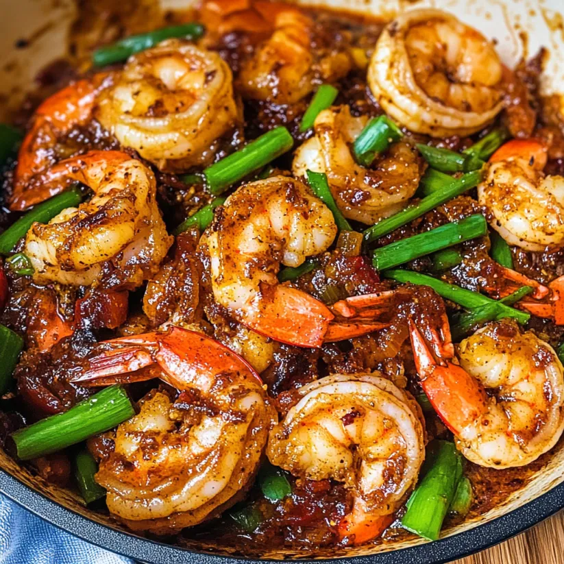 A bowl of Szechuan Chili Shrimp.