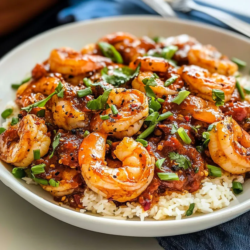 A bowl of Szechuan Chili Shrimp.