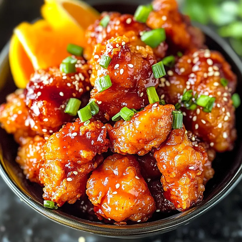 A bowl of sweet and spicy Korean fried chicken.