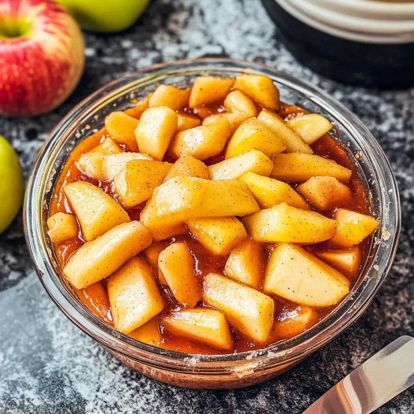 A bowl of apple pie filling.