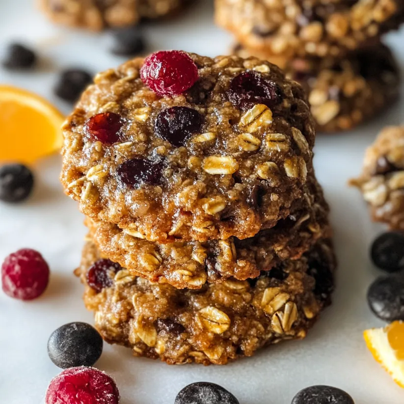 A stack of oatmeal protein cookies.