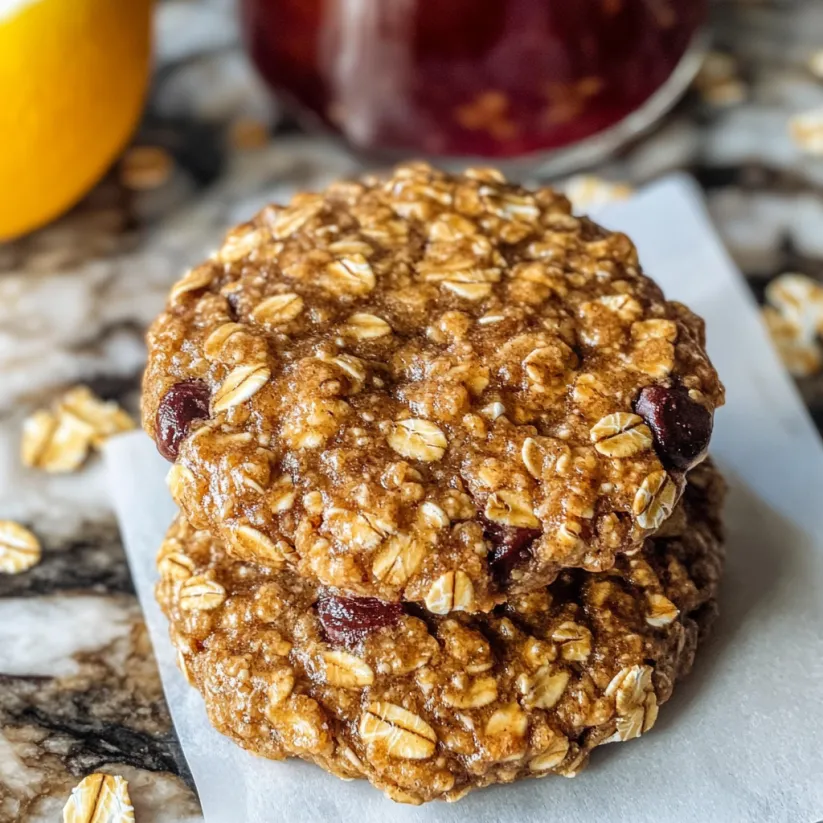 A close up of a cookie with oatmeal and berries.