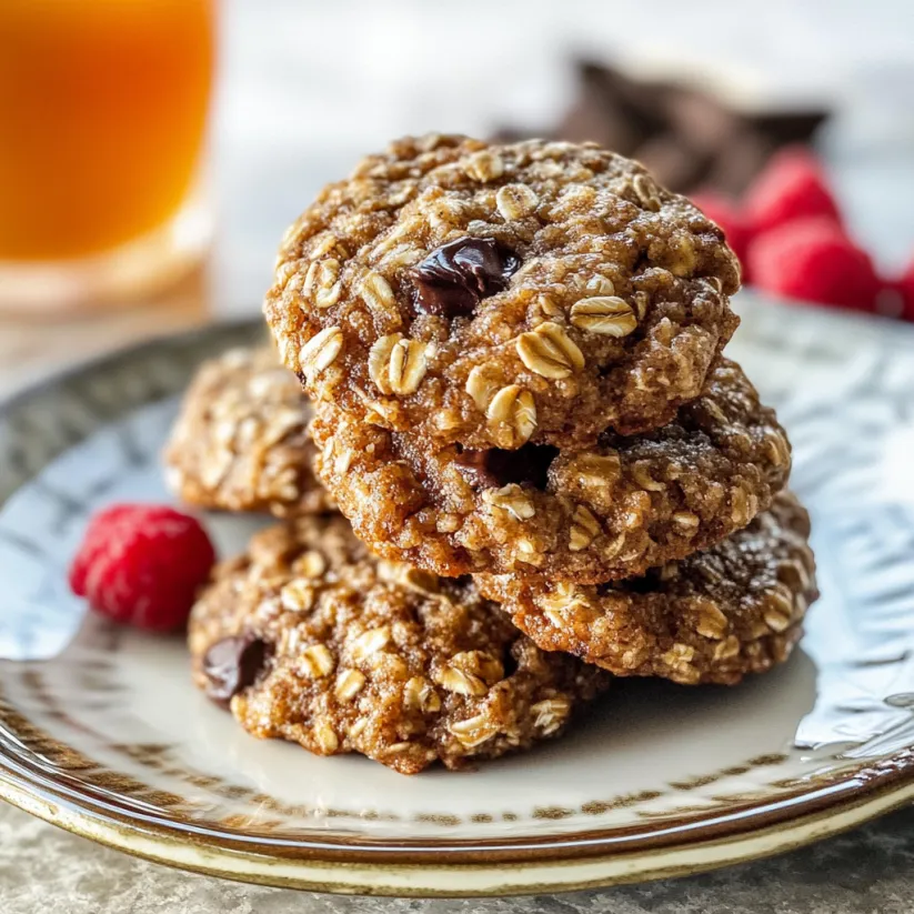 A plate of oatmeal protein cookies.