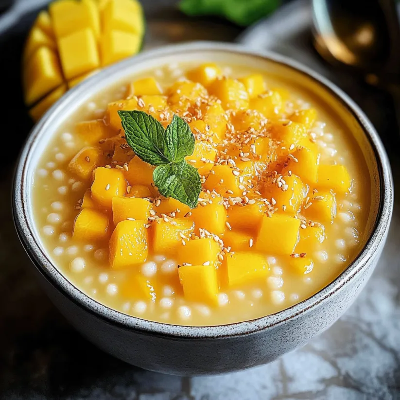 A bowl of mango sago.