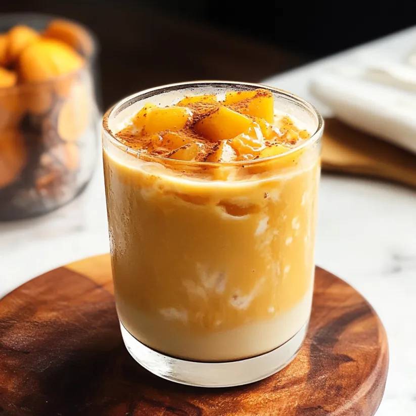A glass of Starbucks Pumpkin Cold Brew.