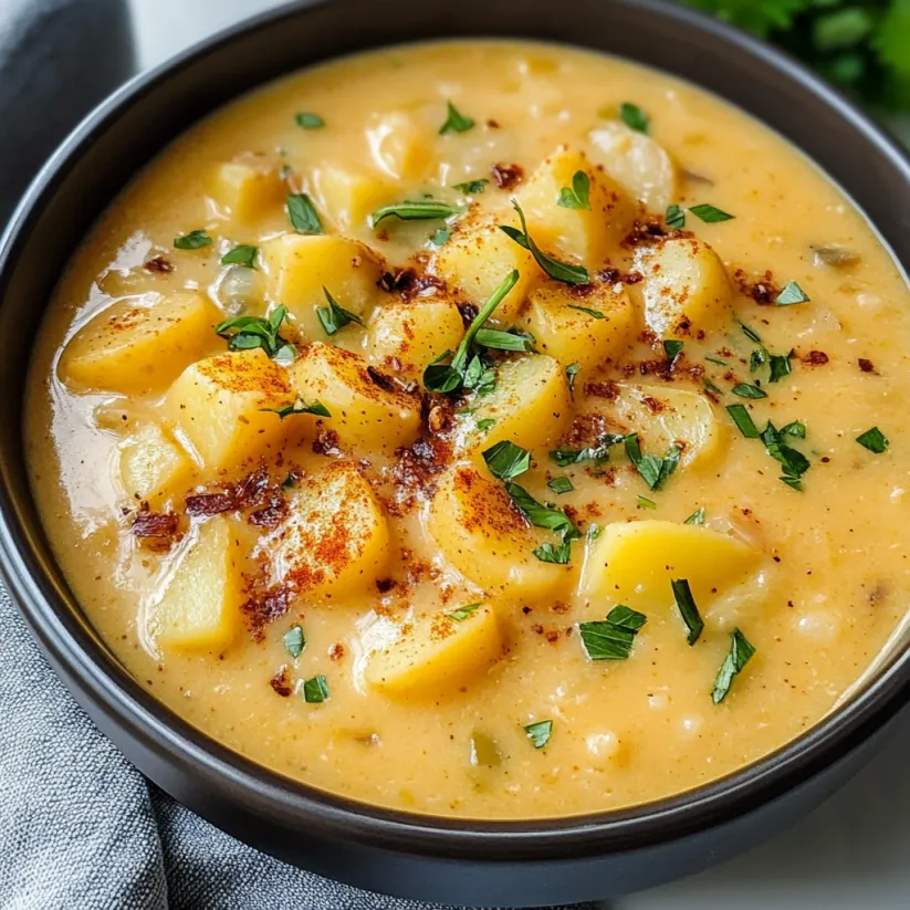 A bowl of creamy cajun potato soup.