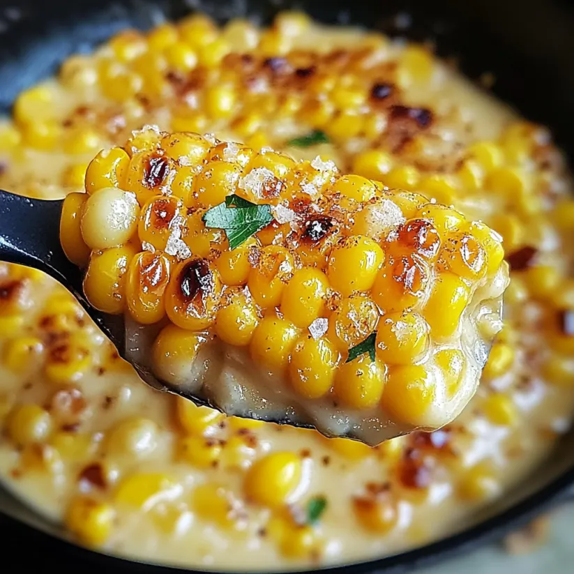 A spoonful of honey butter skillet corn.