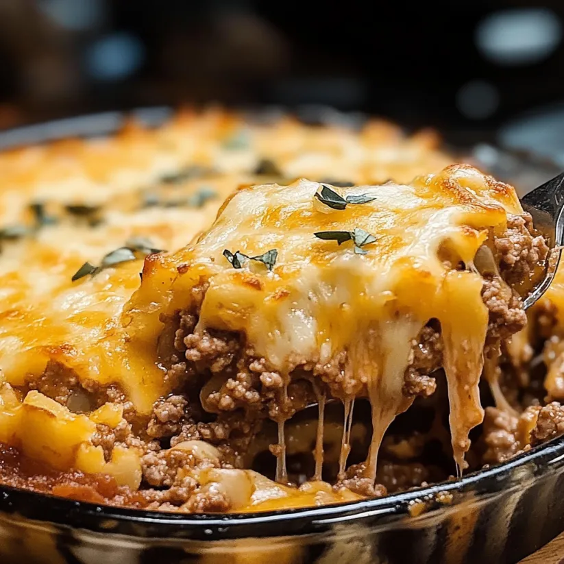 A close up of a delicious casserole.