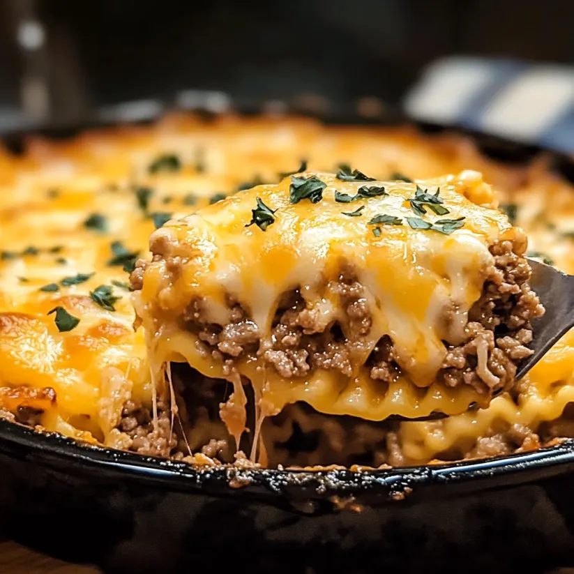 A close up of a delicious casserole.