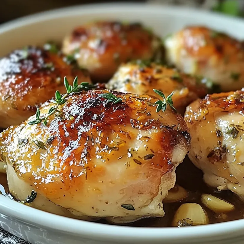 A bowl of garlic roasted chicken.