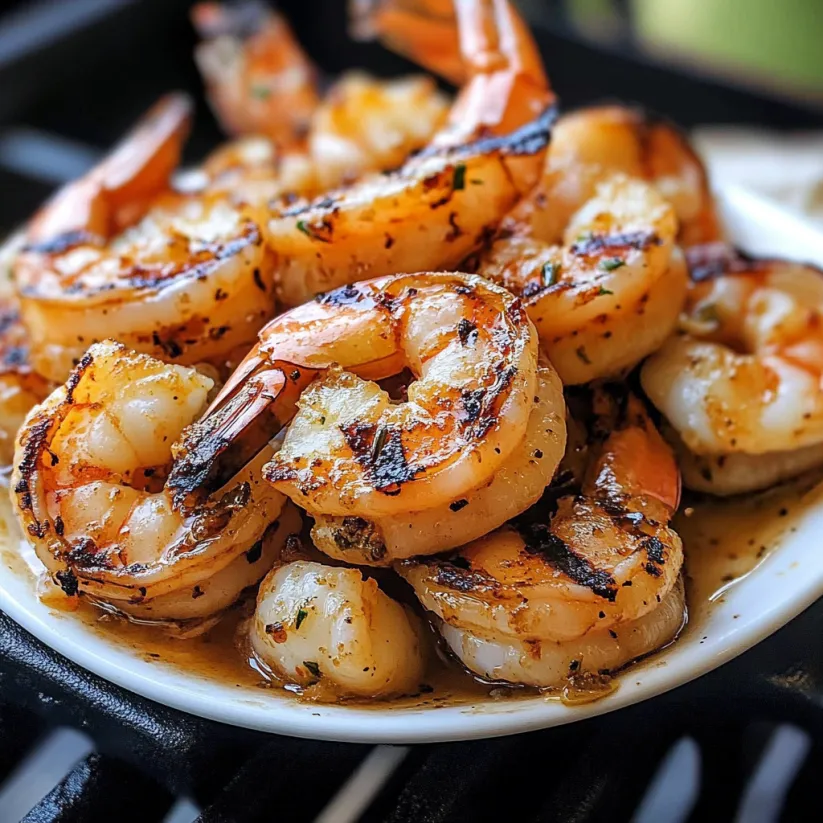 A plate of grilled shrimp.