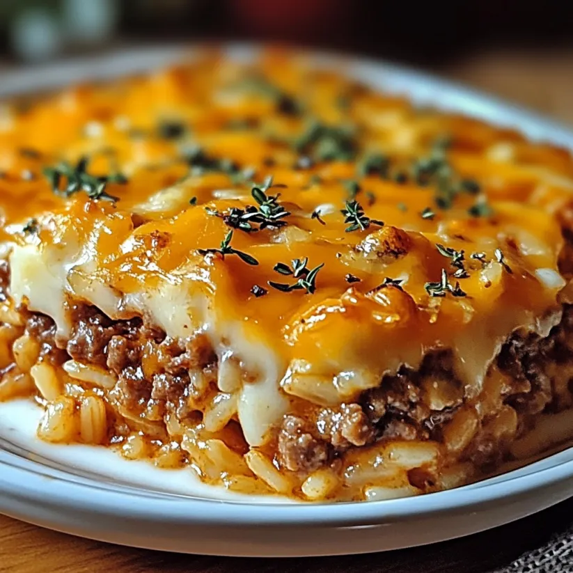 A plate of food with a cheese crust.