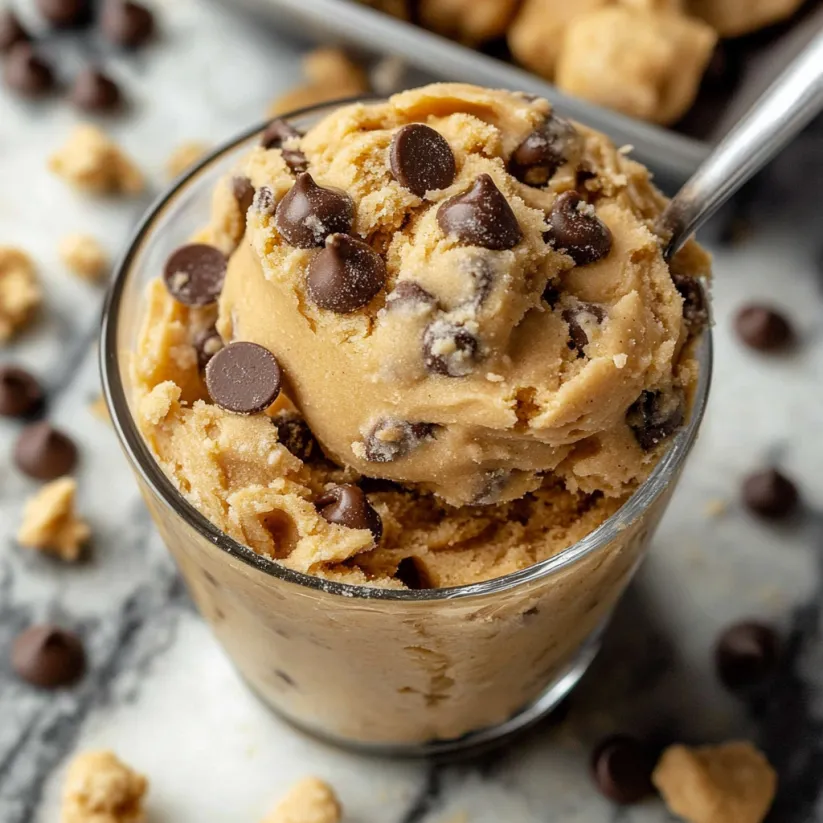 A glass of edible cookie dough.