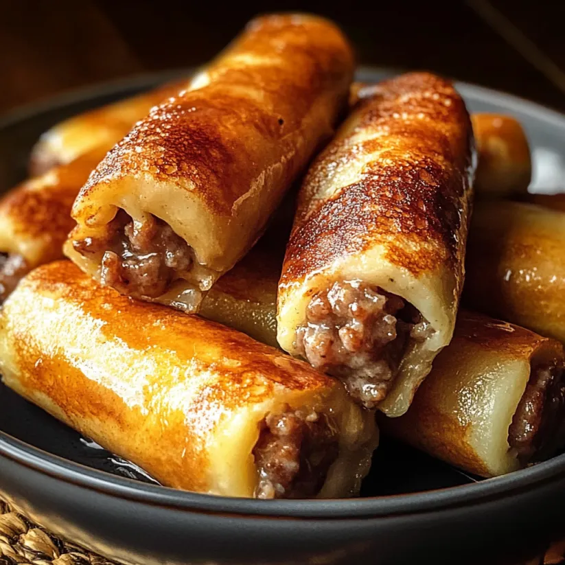 Sausage French Toast Roll-Ups on a plate.
