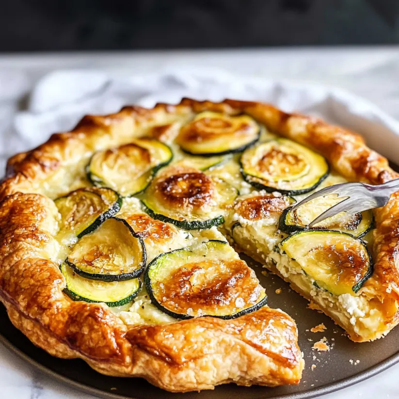 A slice of zucchini ricotta galette.