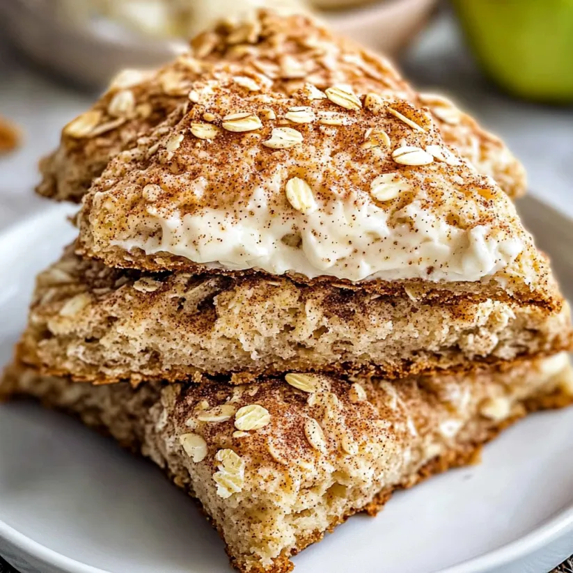 A stack of three apple cinnamon scones.