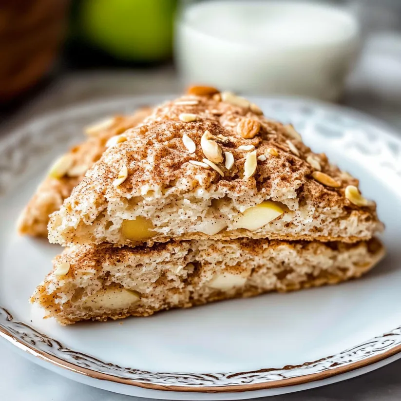 A slice of apple cinnamon scones.