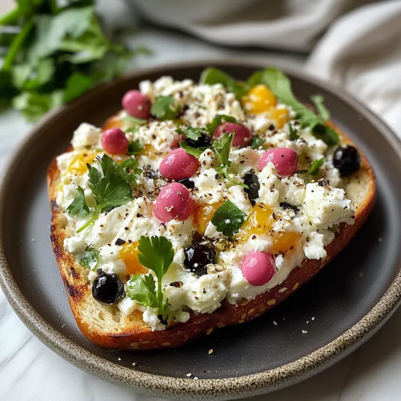 A plate of food with a feta cheese topping.