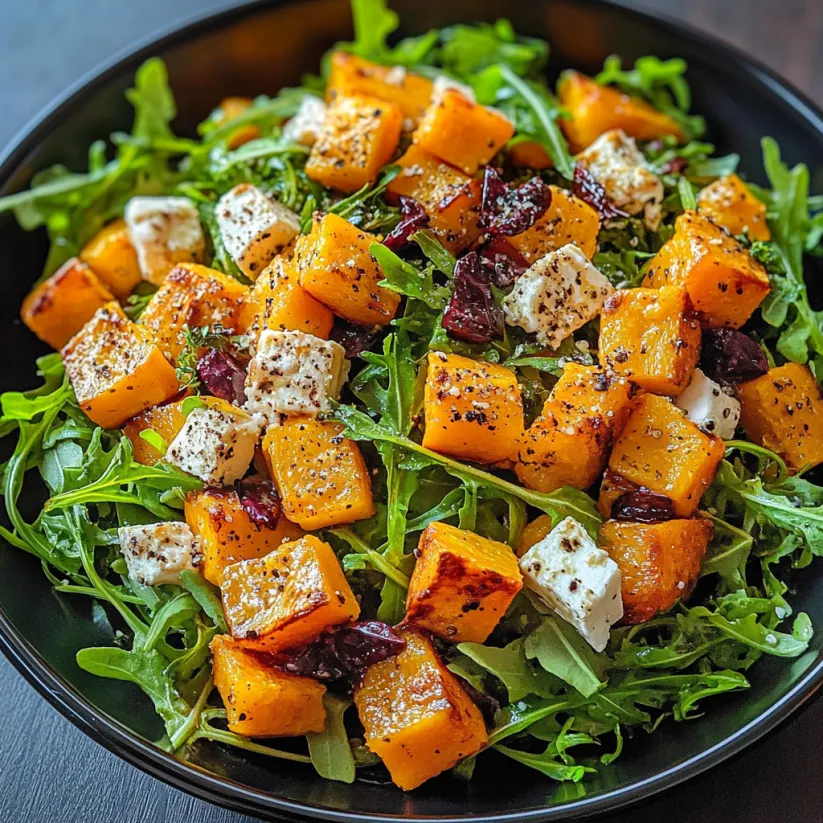 A bowl of roasted butternut squash salad.