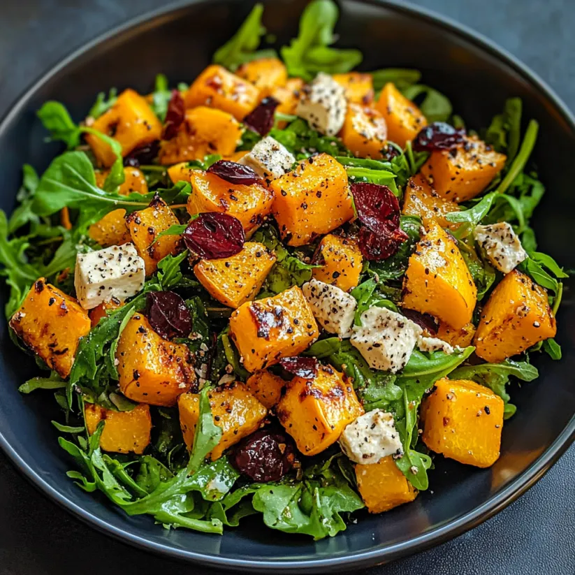 A bowl of roasted butternut squash salad.
