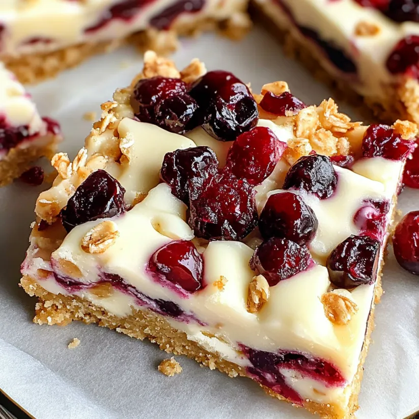 A slice of cranberry bliss bars.
