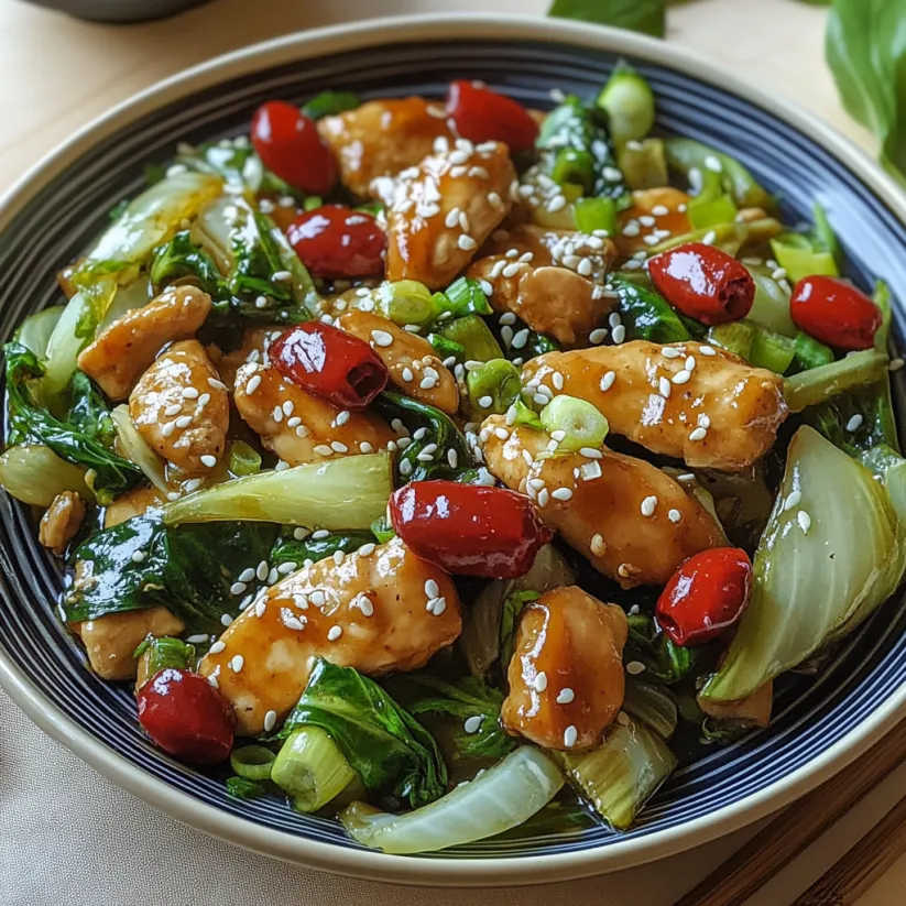 A plate of Chinese chicken-cabbage stir fry.