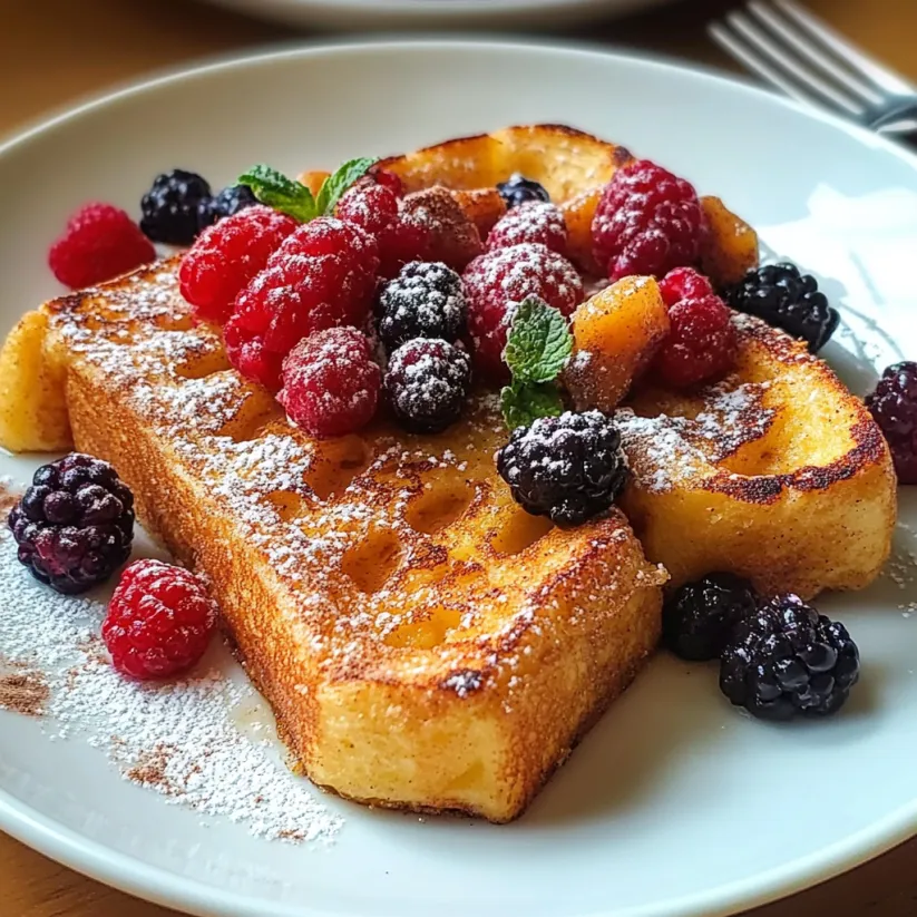 French toast with berries and cinnamon.