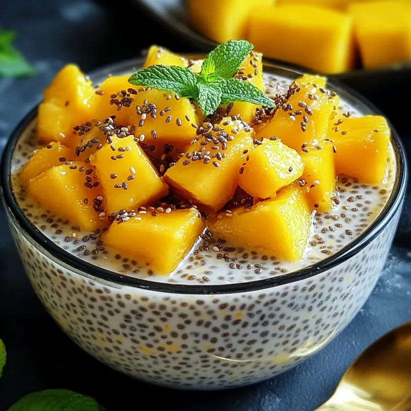 A bowl of yogurt with granola and mango.