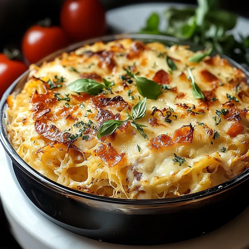 A casserole dish filled with chicken and vegetables.
