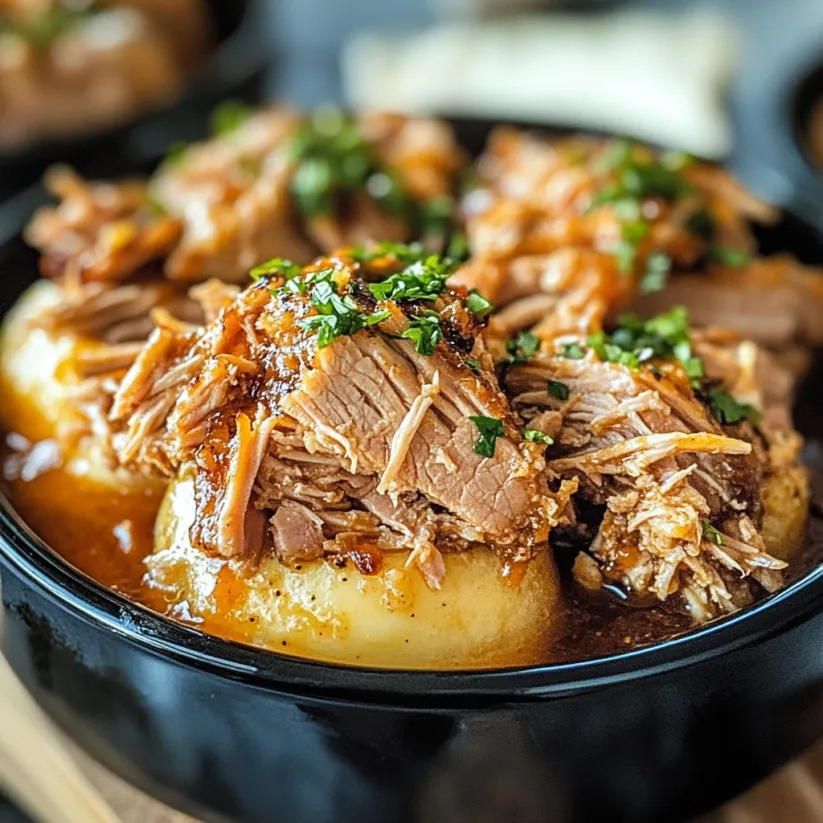 A bowl of meat and potatoes.